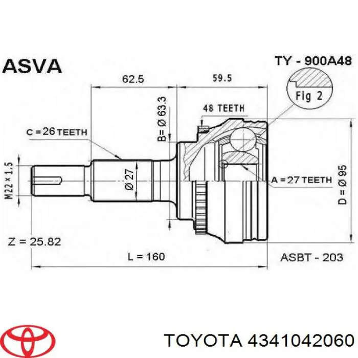 Semieixo (acionador) dianteiro direito Toyota 4341042060 preço, a partir de 93,64 USD