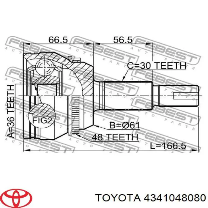 Semieixo (acionador) dianteiro direito Toyota 4341048080 preço, a partir de 302,66 USD