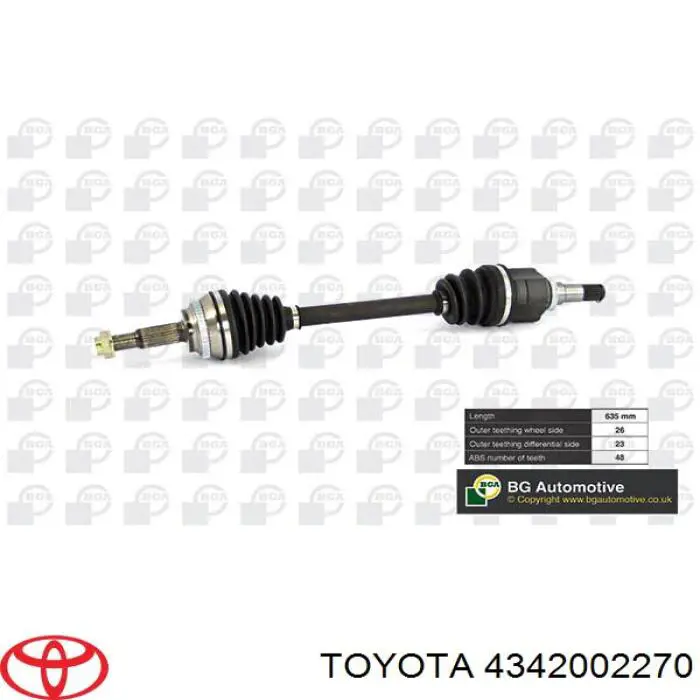 Semieixo (acionador) dianteiro esquerdo Toyota 4342002270 preço, a partir de 91,70 USD