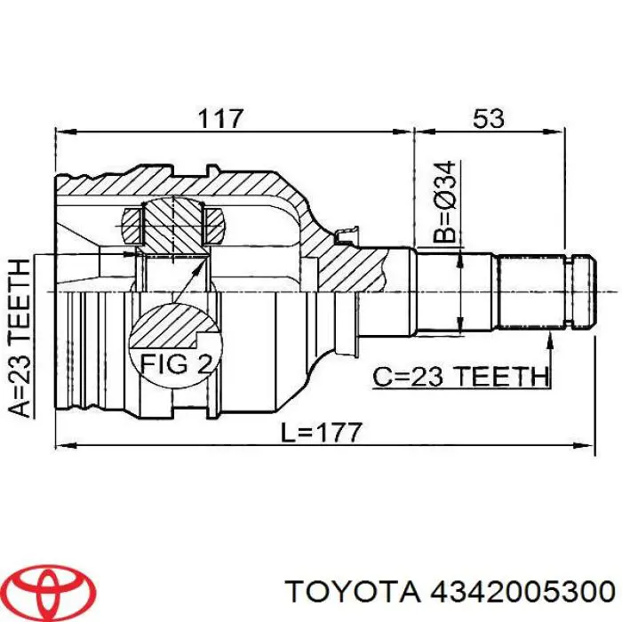 4342005300 Toyota Semieixo (acionador) dianteiro esquerdo