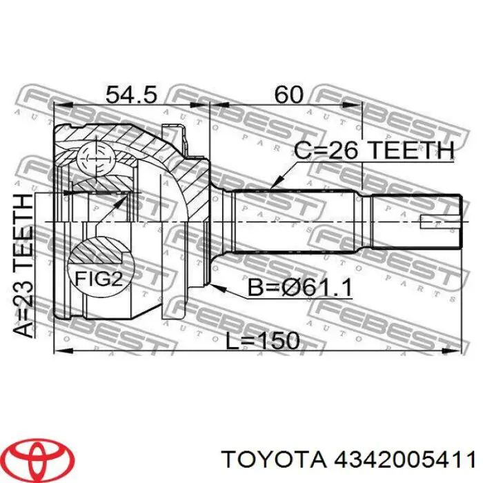 4342005411 Toyota Semieixo (acionador) dianteiro esquerdo