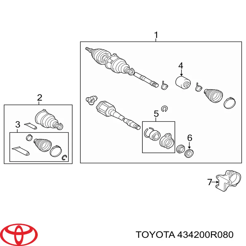 Semieixo (acionador) dianteiro esquerdo Toyota 434200R080 preço, a partir de 186,84 USD