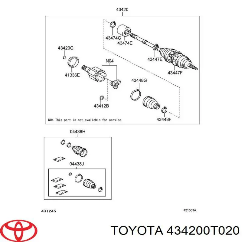 Semieixo (acionador) dianteiro esquerdo Toyota 434200T030 preço, a partir de 250,22 USD