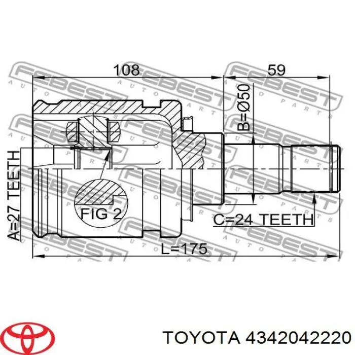 4342042220 Toyota Semieixo (acionador) dianteiro esquerdo