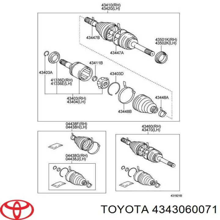 Semieixo (acionador) dianteiro Toyota 4343060071 preço, a partir de 235,76 USD