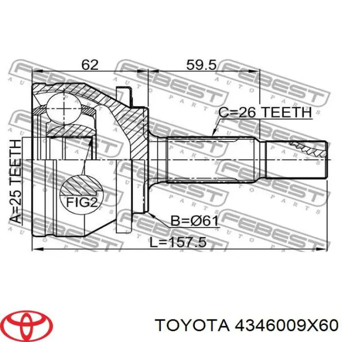 Semieixo (acionador) dianteiro direito Toyota 4346009X60 preço, a partir de 68,10 USD