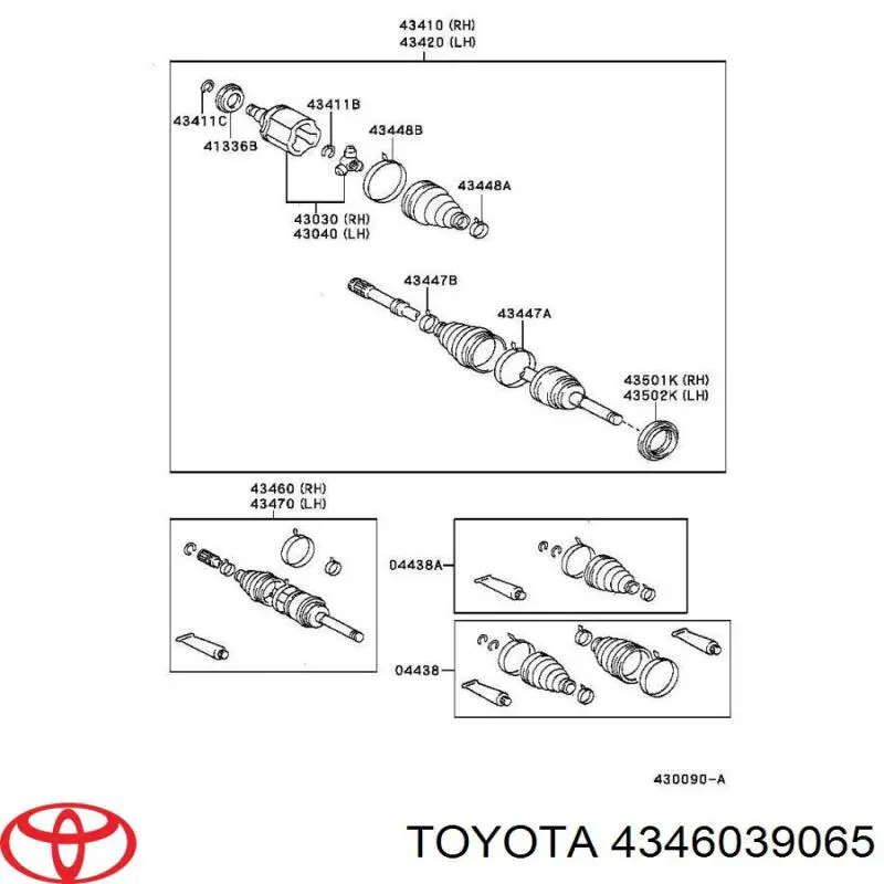 Semieixo (acionador) dianteiro Toyota 434303503084 preço, a partir de 34,05 USD