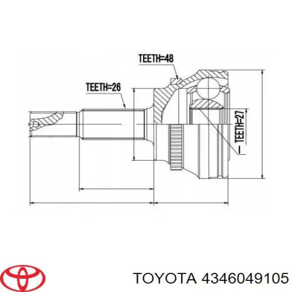 4346049355 Toyota Semieixo (acionador) dianteiro direito