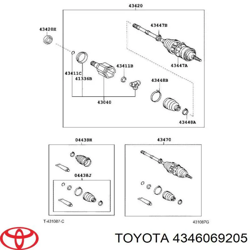 4346069205 Toyota Semieixo (acionador) dianteiro direito