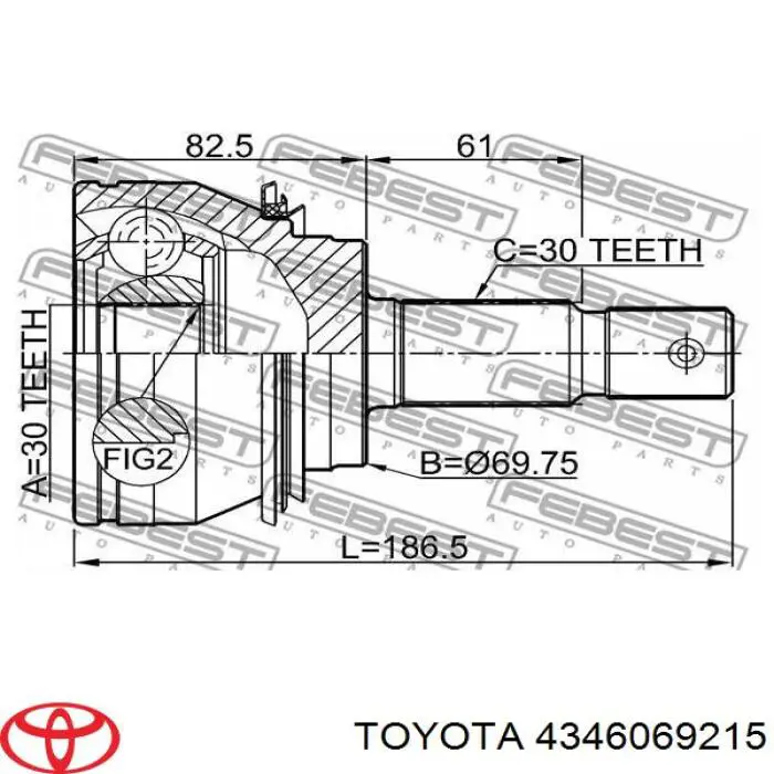 Junta homocinética externa dianteira Toyota 4346069215 preço, a partir de 54,04 USD