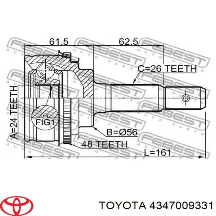 Semieixo traseiro Toyota 4347009331 preço, a partir de 485,34 USD