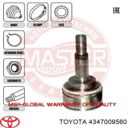 Compre 4347009560 Toyota Junta homocinética externa dianteira