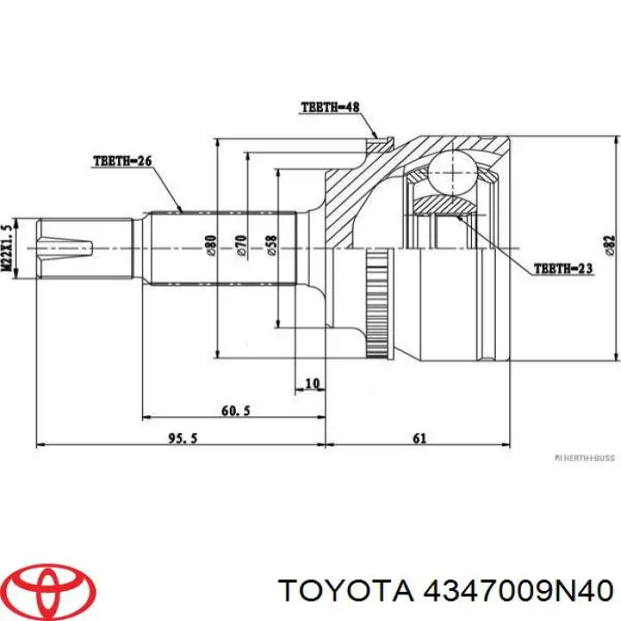 Semieixo (acionador) dianteiro esquerdo Toyota 4347009N40 preço, a partir de 44,46 USD