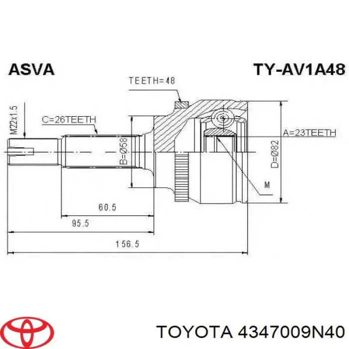 4347009N40 Toyota Semieixo (acionador) dianteiro esquerdo