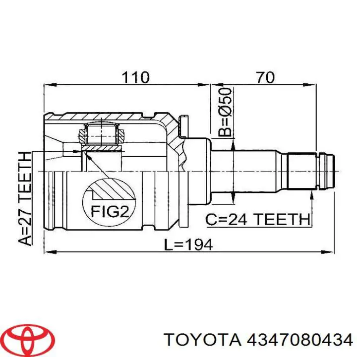 Semieixo (acionador) dianteiro esquerdo Toyota 4347080434 preço, a partir de  