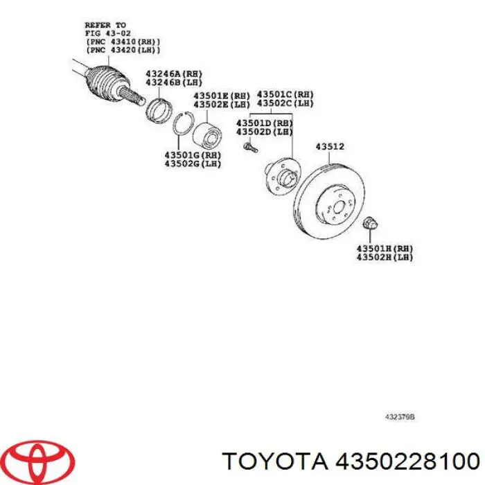 4350228100 Toyota Cubo dianteiro