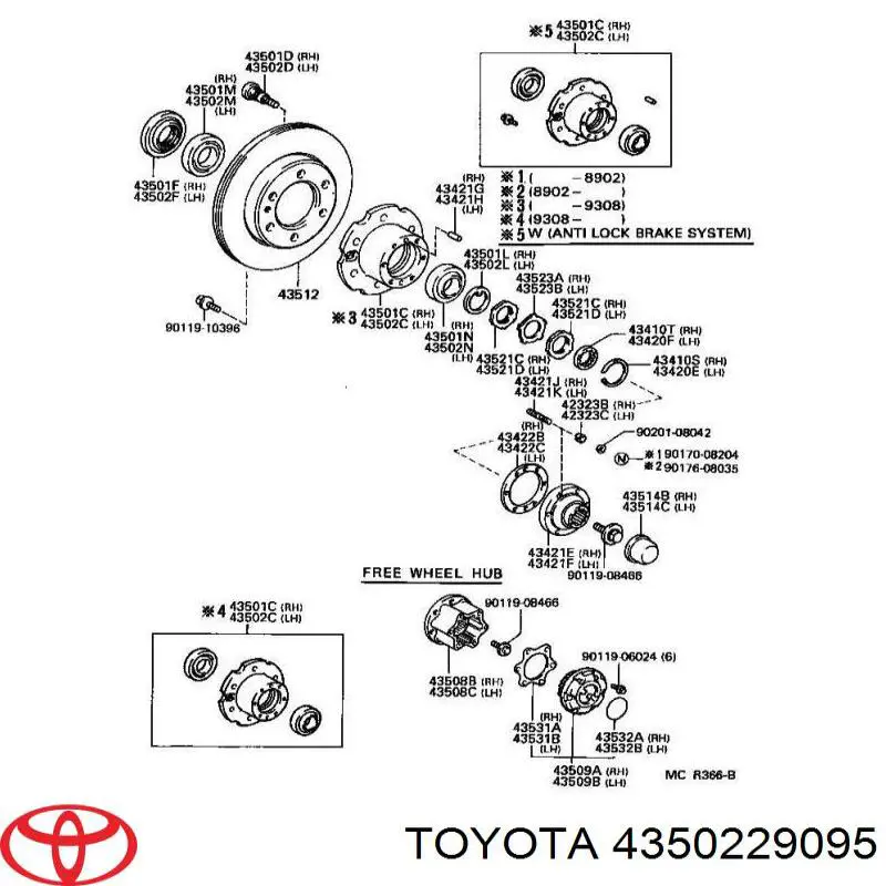 Cubo dianteiro Toyota 4351139015 preço, a partir de 226,43 USD