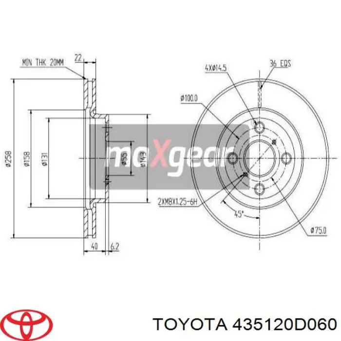 Disco do freio dianteiro Toyota 435120D060 preço, a partir de 37,96 USD