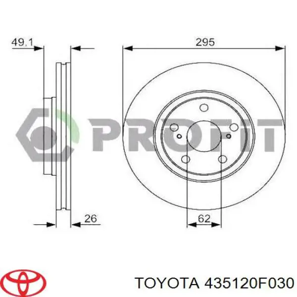 435120F030 Toyota Disco do freio dianteiro