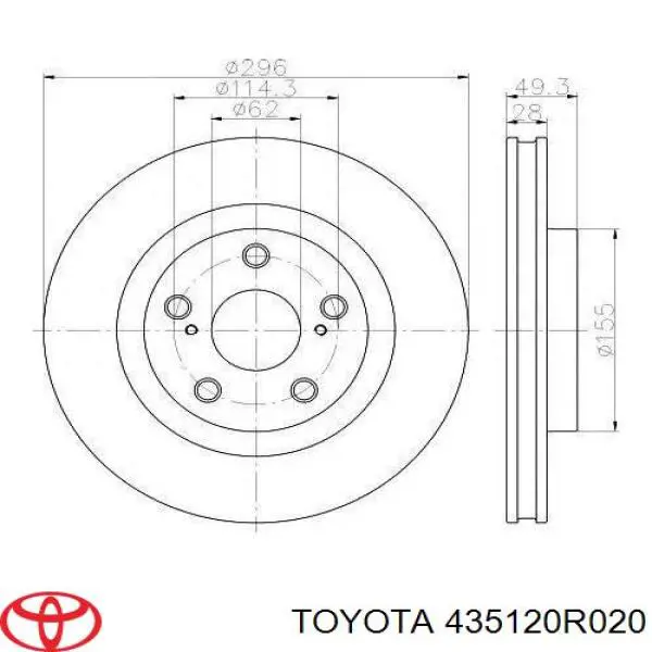 Disco do freio dianteiro 435120R020 Toyota