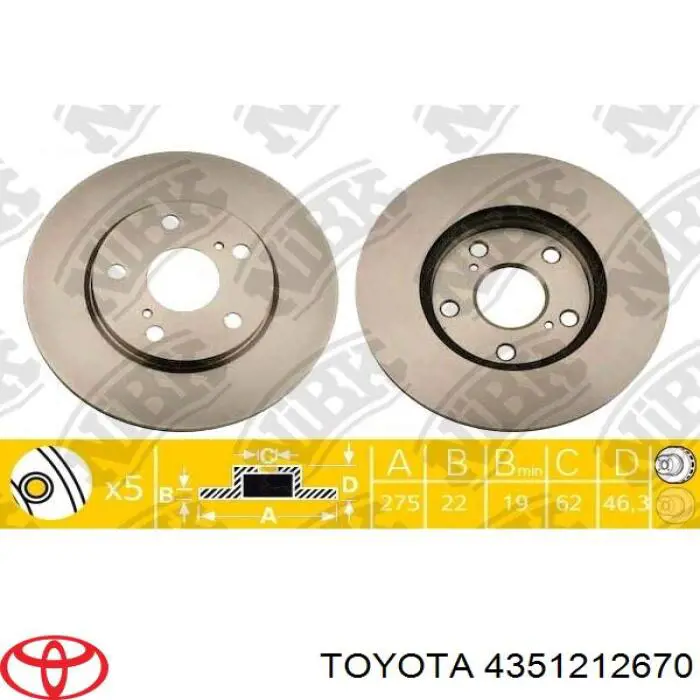 Disco do freio dianteiro Toyota 4351212670 preço, a partir de 60,31 USD