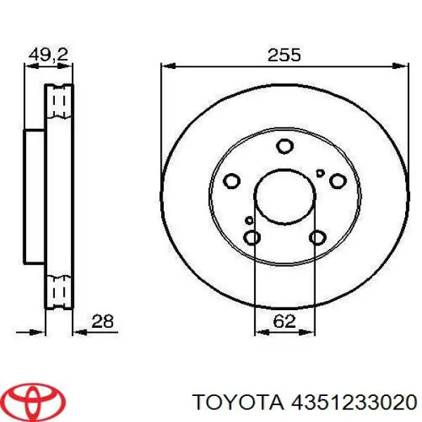 Disco do freio dianteiro Toyota 4351233020 preço, a partir de 48,11 USD