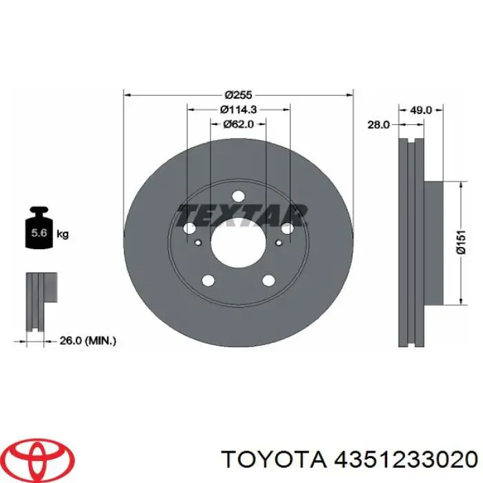 Compre 4351233020 Toyota Disco do freio dianteiro