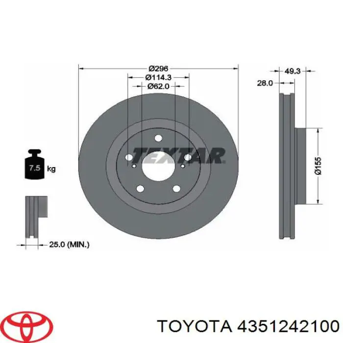 Compre 4351242100 Toyota Disco do freio dianteiro