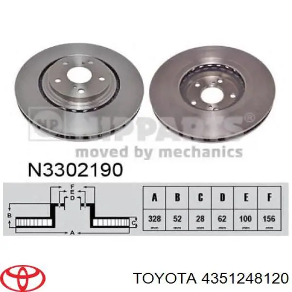 Disco do freio dianteiro Toyota 4351248120 preço, a partir de 108,75 USD