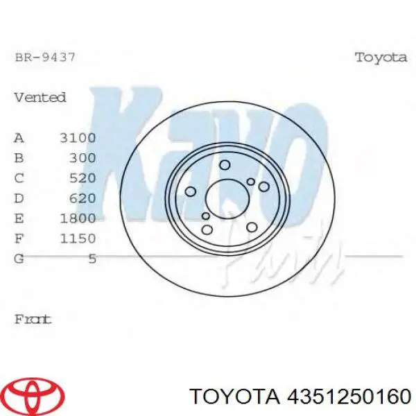 Disco do freio dianteiro Toyota 4351250160 preço, a partir de 90,33 USD