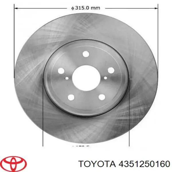 4351250160 Toyota Disco do freio dianteiro