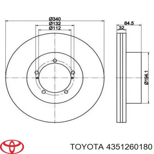 Disco do freio dianteiro Toyota 4351260180 preço, a partir de 114,25 USD