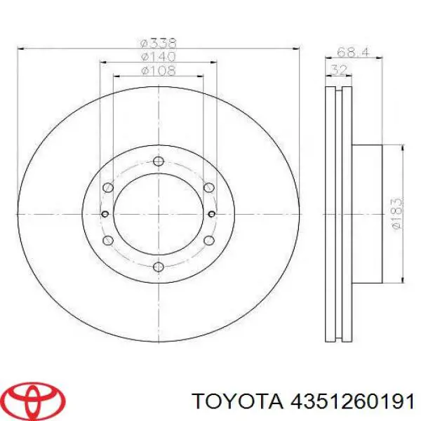 Disco do freio dianteiro Toyota 4351260191 preço, a partir de 68,55 USD