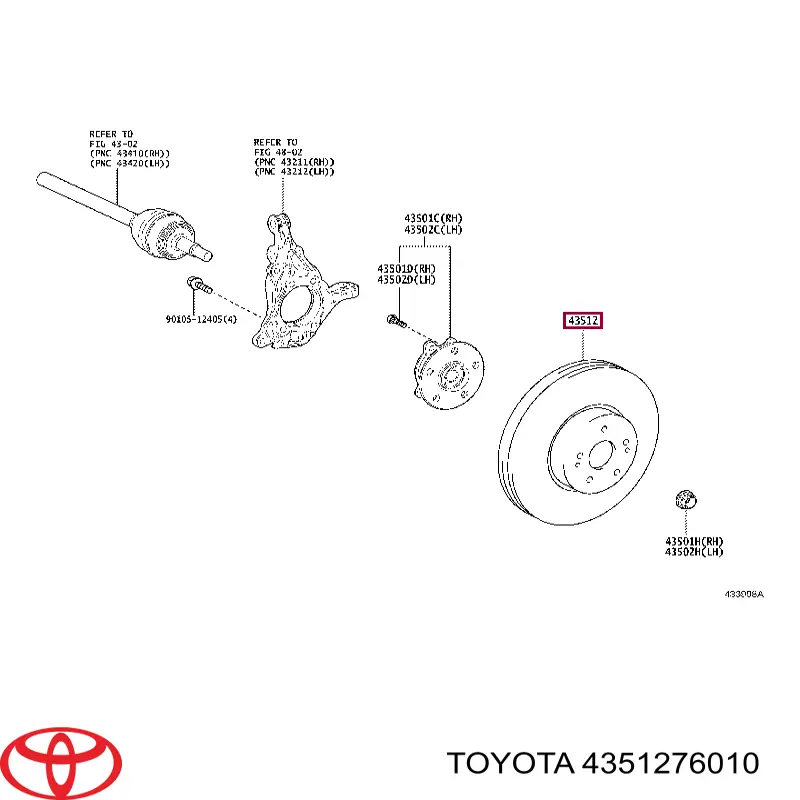 4351276010 Toyota Disco do freio dianteiro