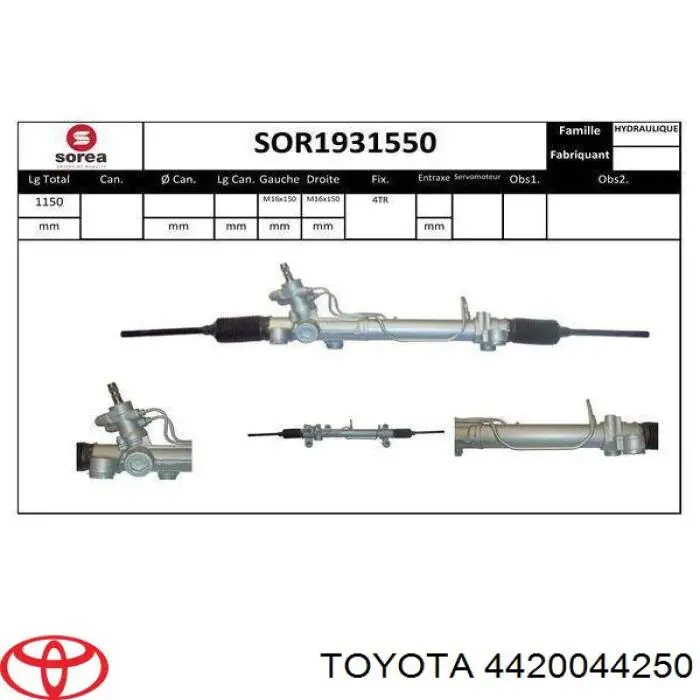 Cremalheira da direção Toyota 4420044250 preço, a partir de 374,46 USD