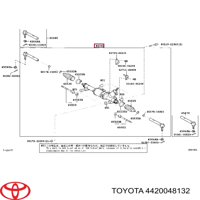 4420048132 Toyota Cremalheira da direção