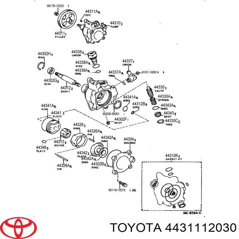 Polia de bomba da Direção hidrâulica assistida Toyota 4431112030 preço, a partir de 269,69 USD