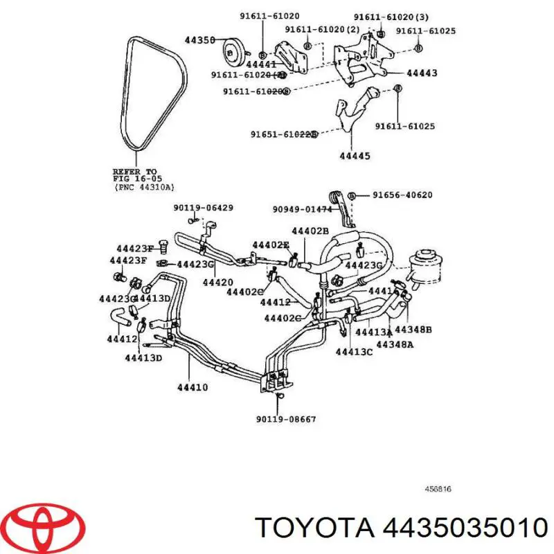 4435035010 Toyota Rolo de reguladora de tensão da correia de transmissão