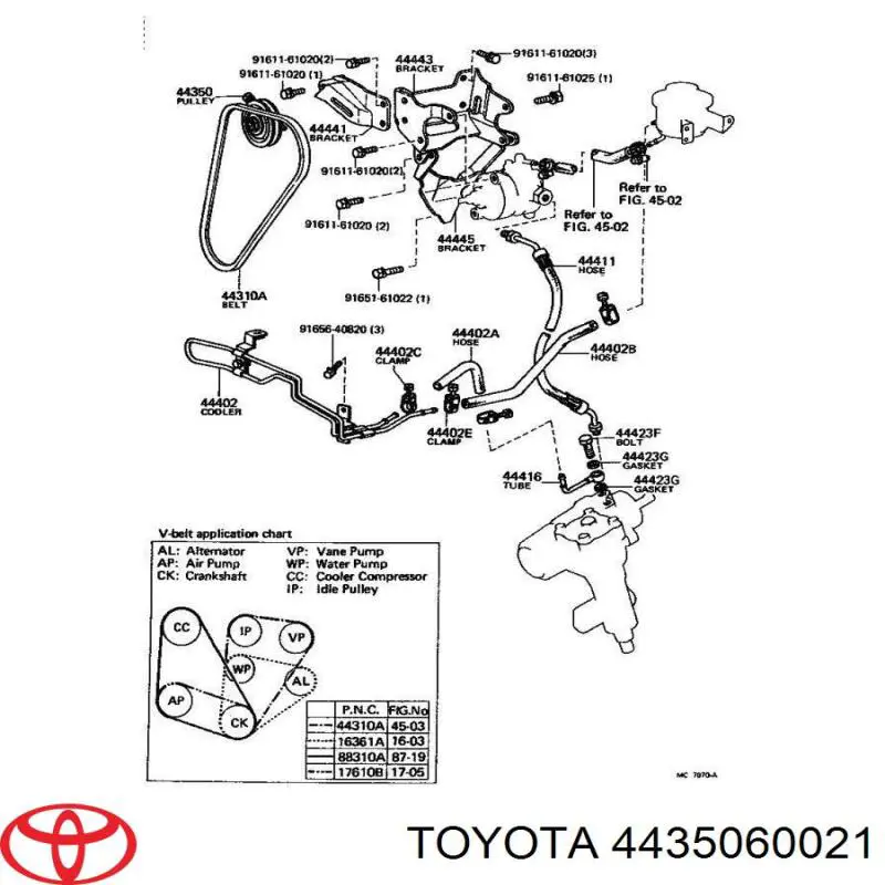4435060021 Toyota Rolo de reguladora de tensão da correia de transmissão
