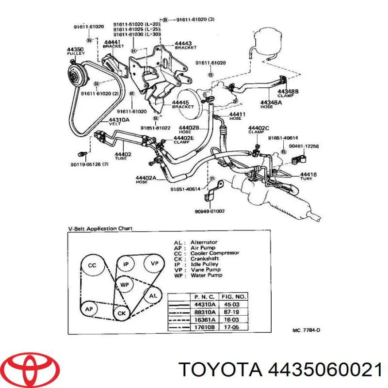 Rolo de reguladora de tensão da correia de transmissão 4435060021 Toyota