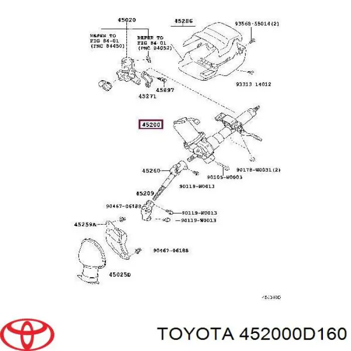 Coluna da direção Toyota 452000D160 preço, a partir de 133,03 USD
