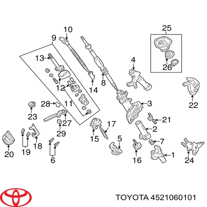 Veio da coluna de direção superior Toyota 4521060101 preço, a partir de 37,26 USD