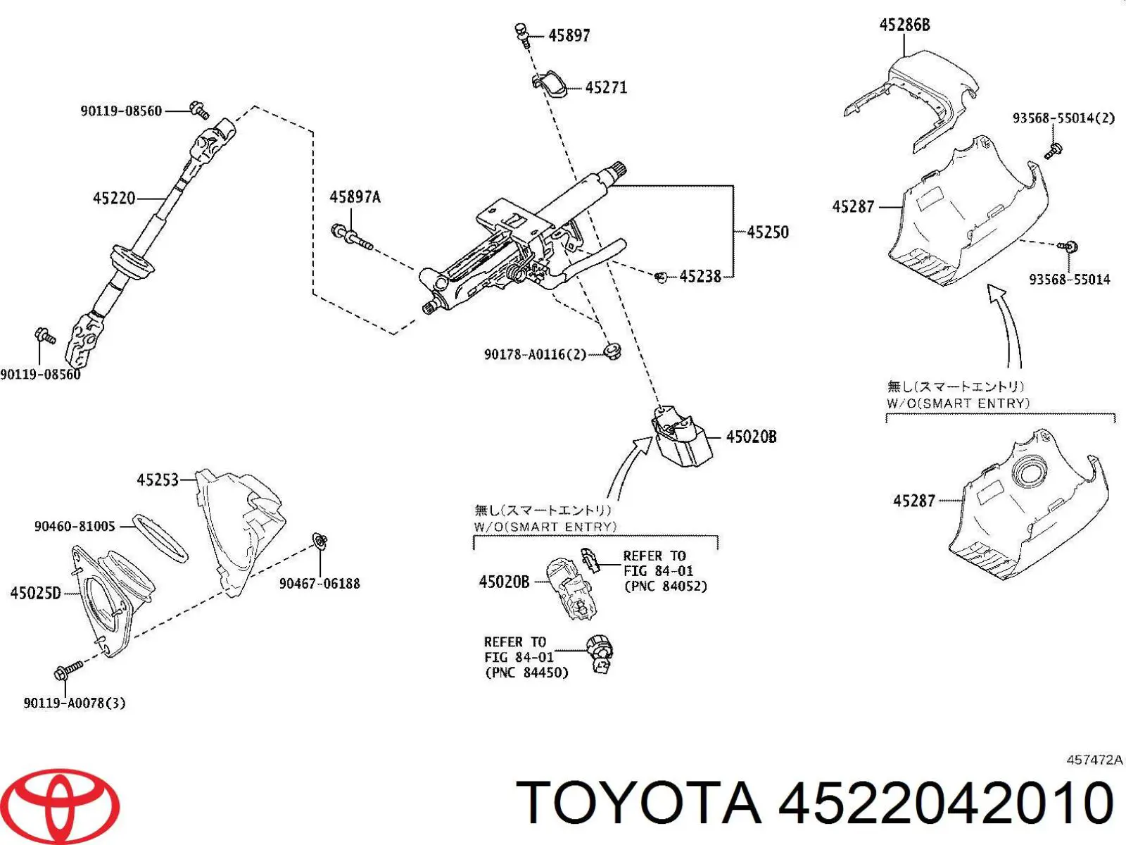 4522042010 Toyota Veio da coluna de direção inferior