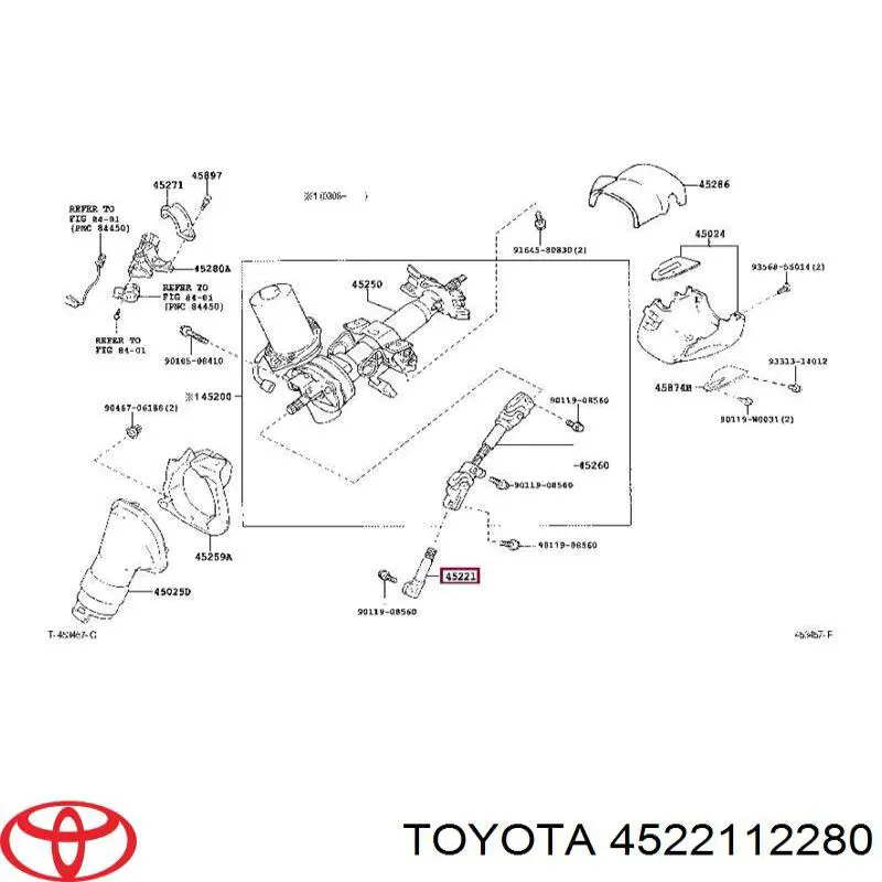 4522105020 Toyota Veio da coluna de direção inferior