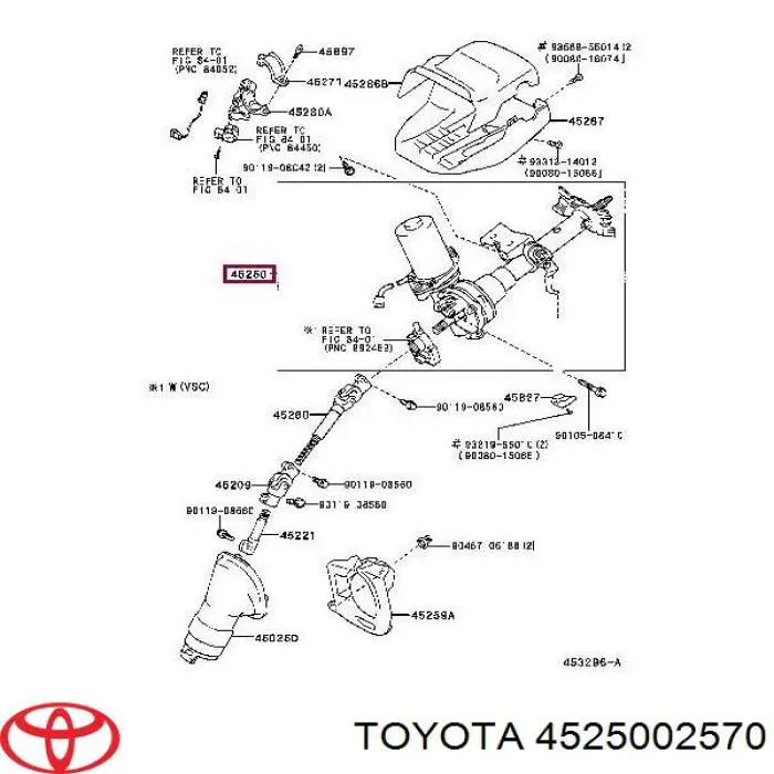 4525002570 Toyota Coluna da direção