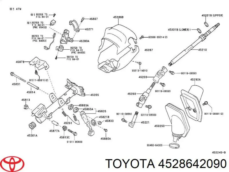 Placa sobreposta da coluna de direção Toyota 4528642090 preço, a partir de 156,55 USD
