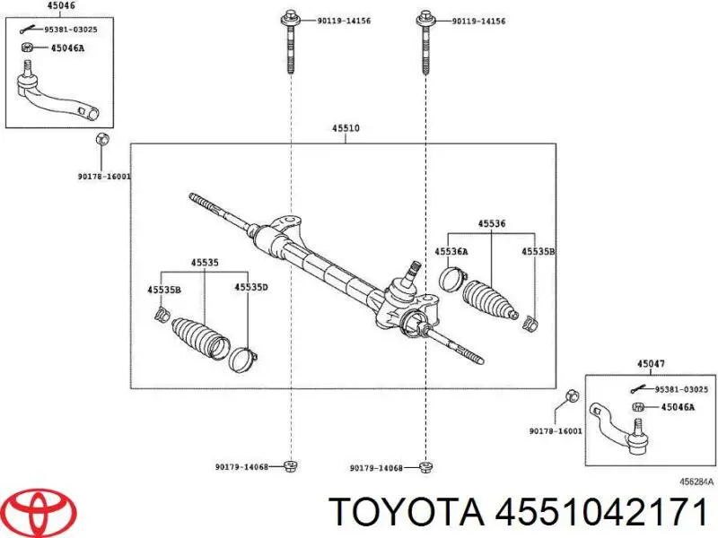 Cremalheira da direção Toyota 4551042171 preço, a partir de 209,17 USD