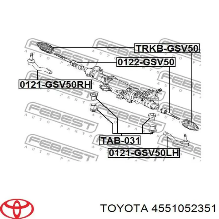 Cremalheira da direção Toyota 4551052351 preço, a partir de 161,74 USD