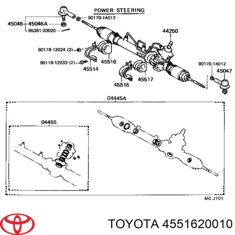 Bucha de fixação da cremalheira da direção Toyota 4551620010 preço, a partir de 48,91 USD