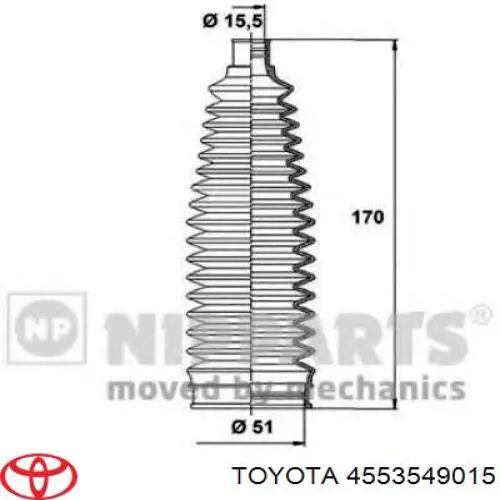 Bota de proteção do mecanismo de direção (de cremalheira) Toyota 4553549015 preço, a partir de 17,69 USD